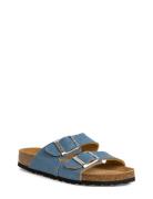 Women Slides Flate Sandaler Blue Tamaris