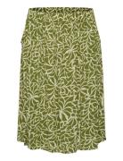 Kcami Skirt Printed Knelangt Skjørt Khaki Green Kaffe Curve