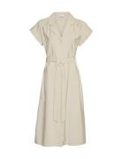 Mschgianara Benina Ss Dress Knelang Kjole Cream MSCH Copenhagen