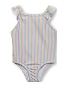 Kmganna Frill Swimsuit Acc Badedrakt Badetøy Purple Kids Only