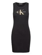 Archival Monologo Rib Tank Dress Kort Kjole Black Calvin Klein Jeans