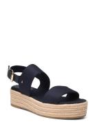 Mid Wedge Sandal Sko Wedge Blue Tommy Hilfiger