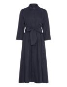 Marja Linen Dress Knelang Kjole Navy Ella&il