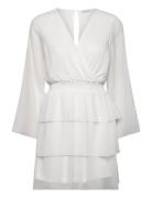 Alina Frill Dress Kort Kjole White Bubbleroom