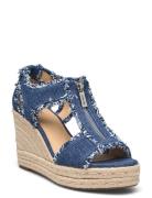 Berkley Mid Wedge Sandal Med Hæl Espadrilles Blue Michael Kors