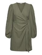 Axelle Wrap Dress Kort Kjole Khaki Green Bubbleroom