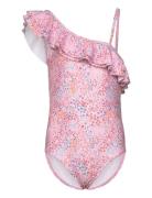 Swimsuit Shoulder, Aop Badedrakt Badetøy Pink Color Kids