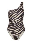 Animal Print Swimsuit Badedrakt Badetøy Beige Mango