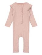 Romper Ls Rib Langermet Bodysuit Pink Fixoni