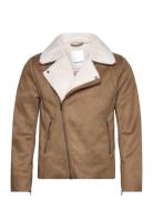 Imit?. Shearling Biker Jacket Fôret Jakke Brown Lindbergh