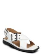 Feminine Buckle Flate Sandaler White Ganni