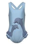 Swimsuit W. Application Badedrakt Badetøy Blue Color Kids