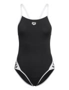 W Team Stripe Super Fly Back Piece Black-White Badedrakt Badetøy Black...