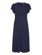 Vallie Midi Dress Knelang Kjole Navy Bubbleroom