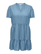 Cartiri-Caro S/S V-Neck Lin Dress Tlr Kort Kjole Blue ONLY Carmakoma