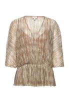 Alaia Printed Lurex Top Tops Blouses Long-sleeved Multi/patterned Dant...