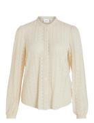 Vichikka Lace L/S Shirt- Noos Tops Blouses Long-sleeved Cream Vila