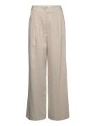 Paulagz Linen Mw Wide Pants Noos Bottoms Trousers Suitpants Beige Gest...