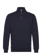 Waffle Texture Half Zip Tops Sweat-shirts & Hoodies Sweat-shirts Navy ...