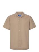 Joreaster Palma Seersucker Shirt Ss Ln Tops Shirts Short-sleeved Beige...