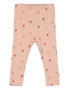 Leggings Aop Rib Bottoms Leggings Pink Minymo