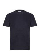 Ss Tee Terry Tops T-shirts Short-sleeved Navy Lindbergh