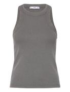 Washed Ribbed Cotton Top Tops T-shirts & Tops Sleeveless Grey Mango