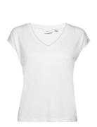 Vimodala V-Neck S/S Top - Noos Tops T-shirts & Tops Short-sleeved Whit...