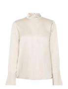 Slfivy Ls Satin Top B Tops Blouses Long-sleeved Cream Selected Femme