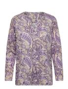 Sc-Felicity Aop Tops Blouses Long-sleeved Purple Soyaconcept