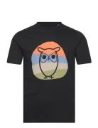 Alder Colored Owl Tee - Gots/Vegan Tops T-shirts Short-sleeved Black K...