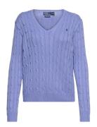 Cable-Knit Cotton V-Neck Sweater Tops Knitwear Jumpers Blue Polo Ralph...