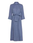 Marja Linen Dress Knelang Kjole Blue Ella&il