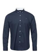 Oxford Stretch Plain L/S Tops Shirts Casual Navy Clean Cut Copenhagen