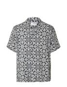 Slhrelax-Vero Shirt Ss Aop Tops Shirts Short-sleeved Blue Selected Hom...