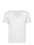 100% Cotton V-Neck T-Shirt Tops T-shirts & Tops Short-sleeved White Ma...