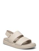 Flat Sandal Calvin Mtl Lth Flate Sandaler Beige Calvin Klein