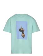 Over Artwork T-Shirt Tops T-shirts Short-sleeved Blue Tom Tailor