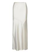 Satin Maxi Skirt Langt Skjørt Cream Gina Tricot