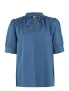 Esma Tops Blouses Short-sleeved Blue Six Ames