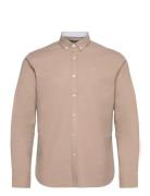 Oxford Stretch Plain L/S Tops Shirts Casual Beige Clean Cut Copenhagen