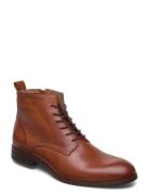 Biabyron Leather Lace Up Boot Støvletter Med Snøring Brown Bianco