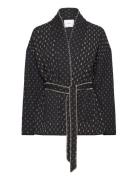 Quilted Jacket With Embroidered Details Vattert Jakke Navy Mango