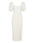 Puff Sleeve Midi Dress Knelang Kjole White Gina Tricot