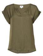 P1326, Brianasz Ss Top Tops Blouses Short-sleeved Green Saint Tropez