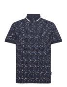 Allover Printed Polo Tops Polos Short-sleeved Navy Tom Tailor