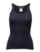 Silk Top W/ Elastic Band Tops T-shirts & Tops Sleeveless Navy Rosemund...