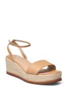 Leona Nappa Leather Espadrille Sandal Med Hæl Espadrilles Beige Lauren...