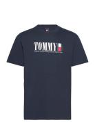 Tjm Reg Tommy Dna Flag Tee Ext Tops T-shirts Short-sleeved Navy Tommy ...