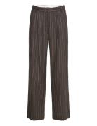 Enzo - Casual Linen Stripe Bottoms Trousers Wide Leg Brown Day Birger ...